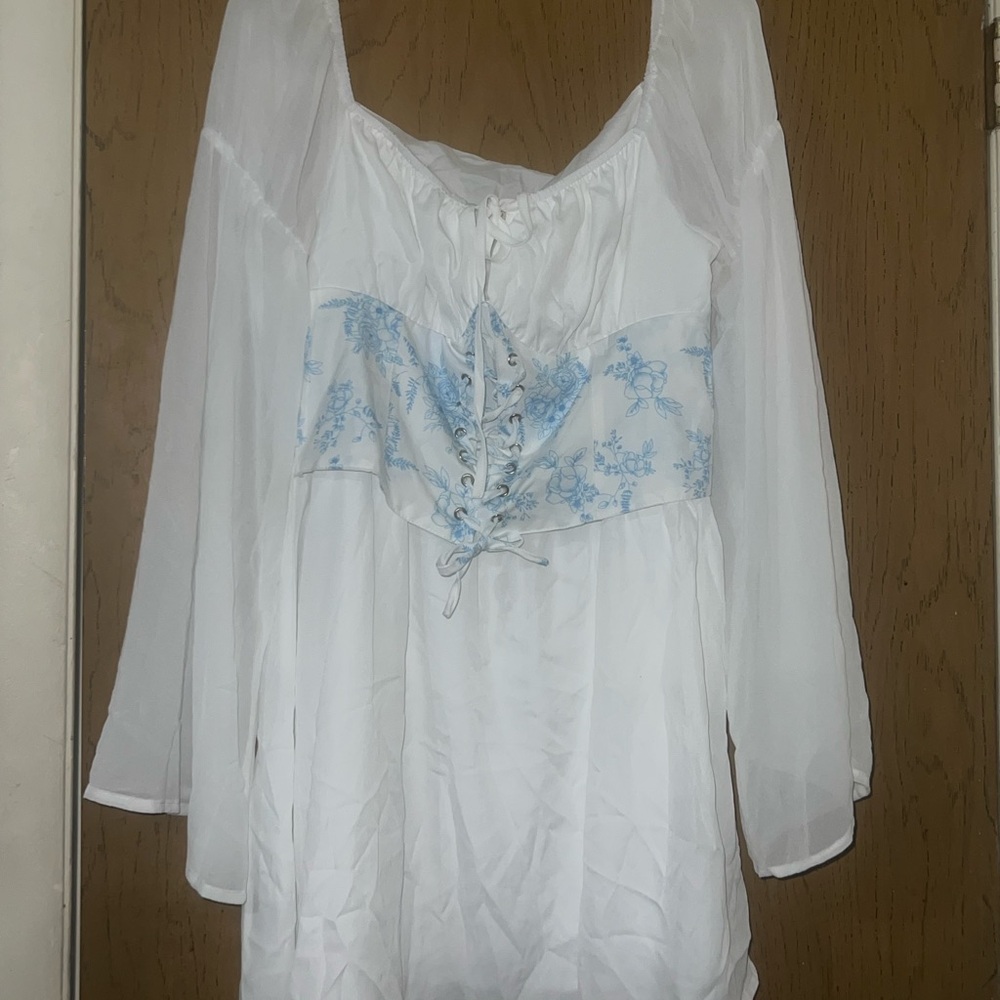 White and blue dress